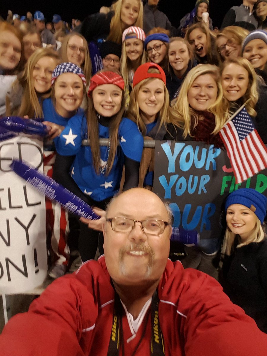 HuskerlandBob's tweet photo. Pregame at Boys Town and O'Neill student section is pumped up! https://t.co/R6pbKtA7no