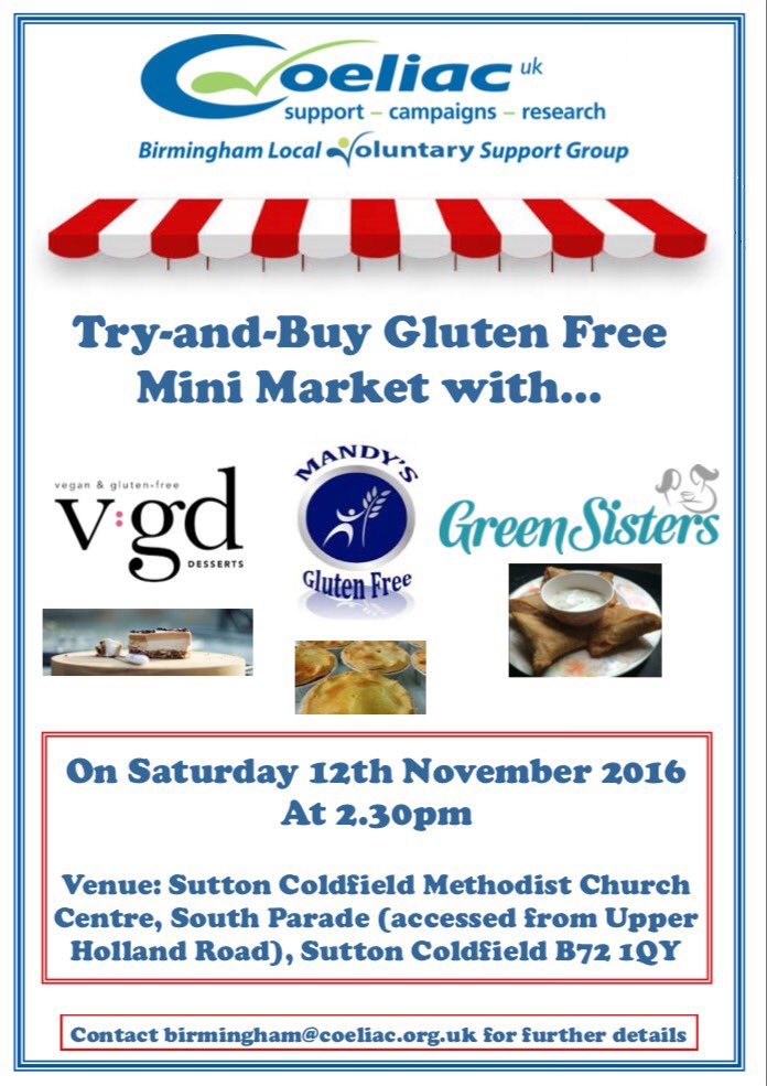 CoeliacUK_Bham's tweet image. It&apos;s our meeting day today with @DessertsVegan @GlutenFreeFP and Green Sisters. Come and see us at 2.30pm #glutenfree #localgroups
