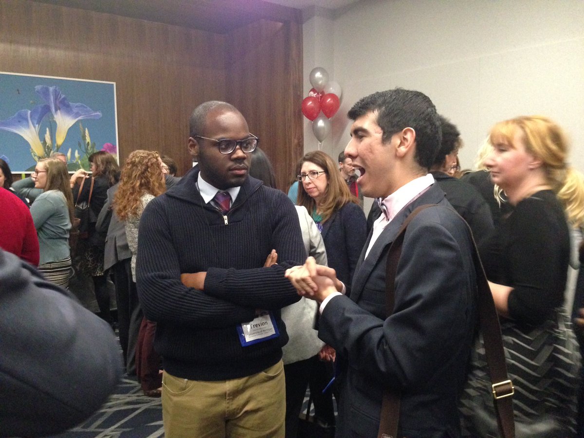 OSUEdStudies's tweet photo. @OSUSPA Phd @ant_duran and alumnus @trev_henderson (MA, 16) catching up @ASHEoffice. #Ashe2016 #osureception #ehe #edstudies @OSUehe https://t.co/JJxHROsgqO