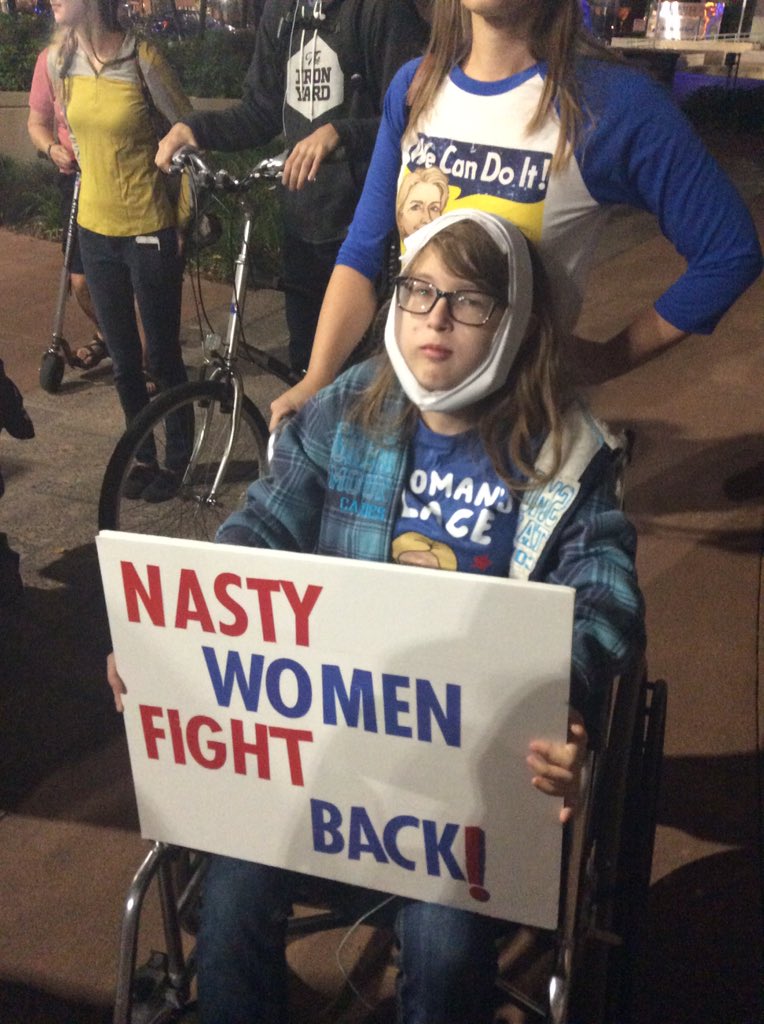 victoriadesmond's tweet photo. I'm proud to have campaigned for Hillary and protested against Trump in Orlando this week #OrlandoUnited #solidarity https://t.co/hNpM7dOhzC