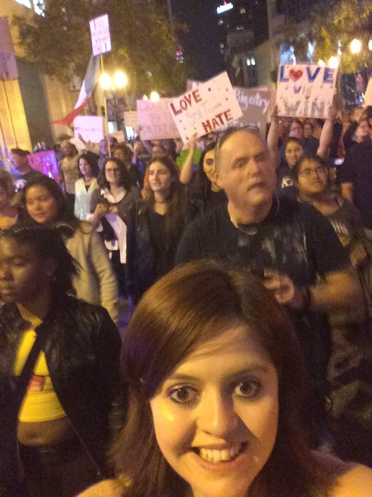 victoriadesmond's tweet photo. I'm proud to have campaigned for Hillary and protested against Trump in Orlando this week #OrlandoUnited #solidarity https://t.co/hNpM7dOhzC