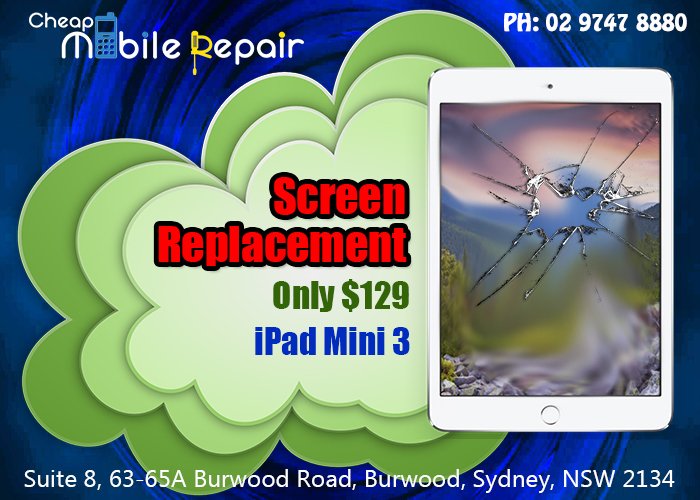 cheapmobileau's tweet photo. #iPadMini3 #TemperedGlass in #Sydney is one of the costliest Repair services. With @cheapmobileau get this service by paying little amount. https://t.co/Mns2BNGWci