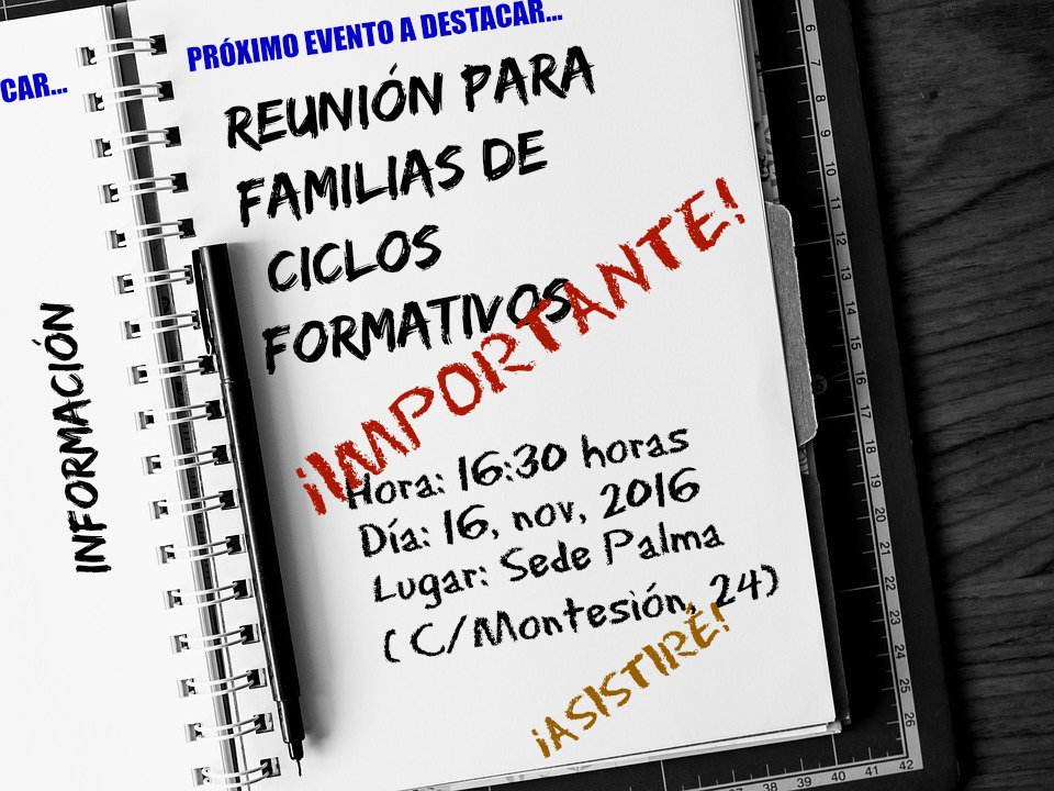 ColeMontesion's tweet photo. #CCFFMontesión #Recordatorio Reunión para familias de CCFF.  ¡Te sorprenderá! ¿Te la vas a perder? Día 16 de nov a las 16:30, en Palma. https://t.co/gOucl9t8tR
