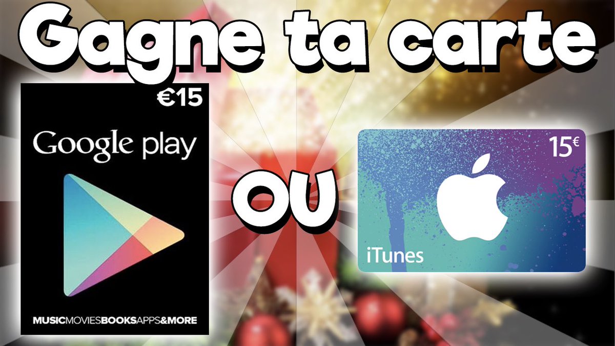 LeBouseuh's tweet photo. 🎁 CONCOURS 🎁 

📱 GAGNE TA CARTE ITUNES OU GOOGLE PLAY DE 15€ 📱 

👉🏼 RT + Follow @LeBouseuh ET @EcofacNewYork 👈🏼 

⌚️ TAS : 25/11/16 https://t.co/CagiFG9Mjy