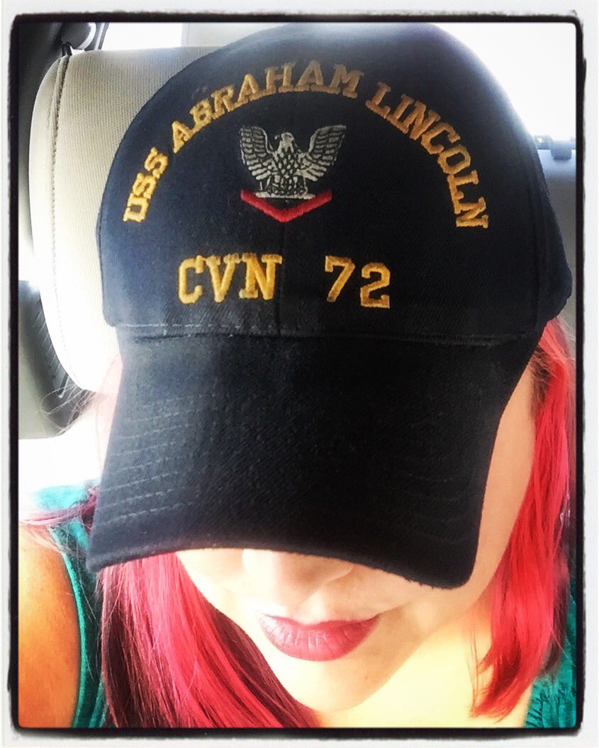 amberjanea's tweet photo. In honor of #VeteransDay, I rocked my USS Abraham Lincoln cover for fun... And to my fellow brothers &amp; sisters in arms, I salute you 🇺🇸⚓️🇺🇸 https://t.co/Y7yBbk8odQ