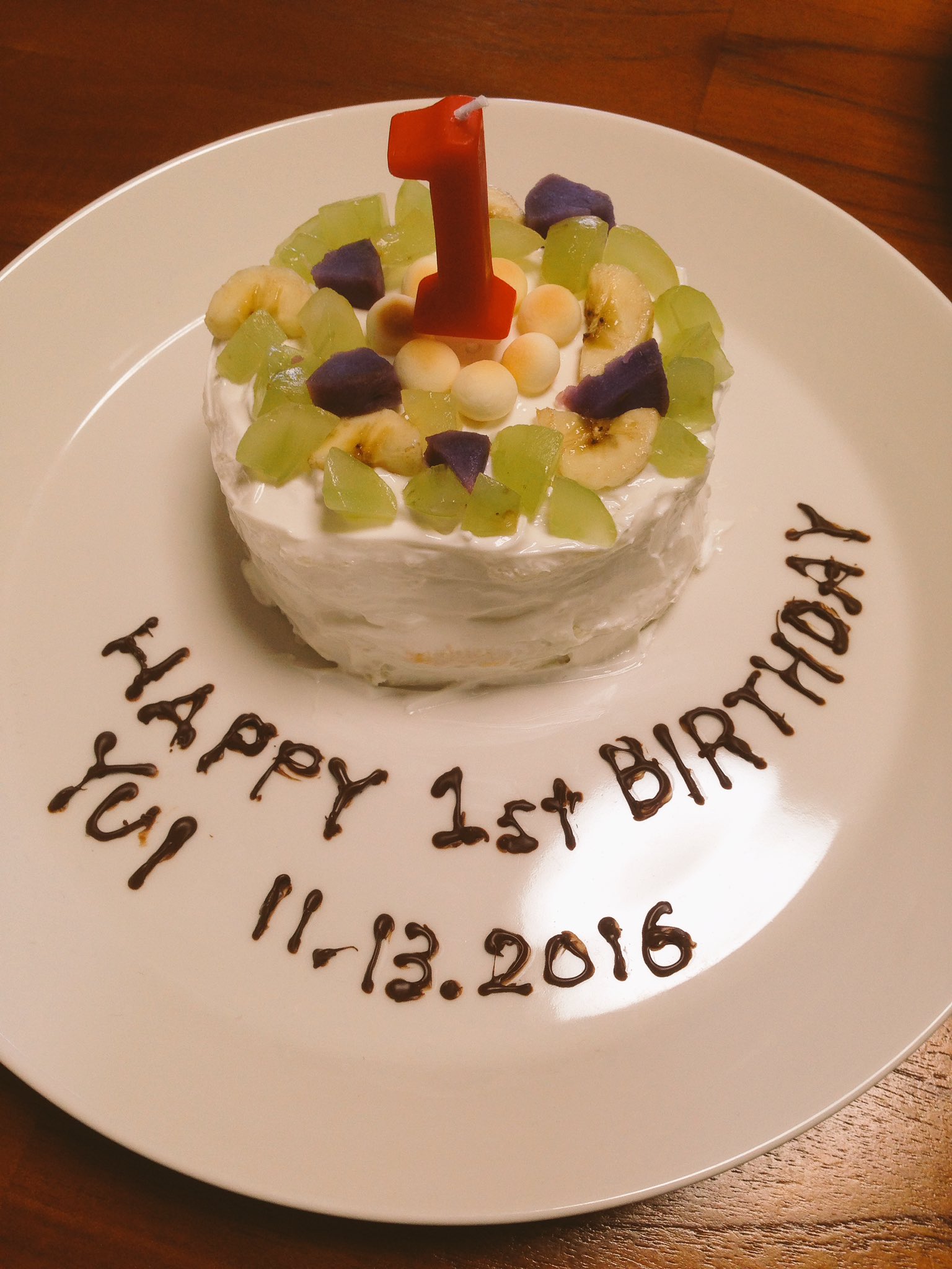 تويتر Nagayama Haruna على تويتر １日早いお誕生日のお祝いに作った離乳食 ケーキ いくつかのレシピを参考に 土台は食パンで外のクリームは水切りしたヨーグルト 飾りはマスカットとバナナとボーロ それから門人のマツバラさんが作ったパープルスイートをコラボ