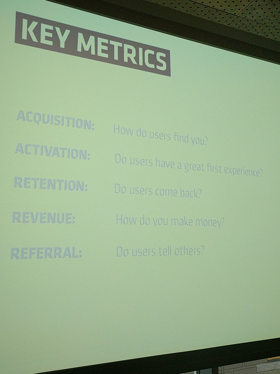 SWDub's tweet photo. Key Metrics for any digital #startup as captured by @500Startups #aarrrr #piratemetrics #SWDub https://t.co/5c4fGPMHzW