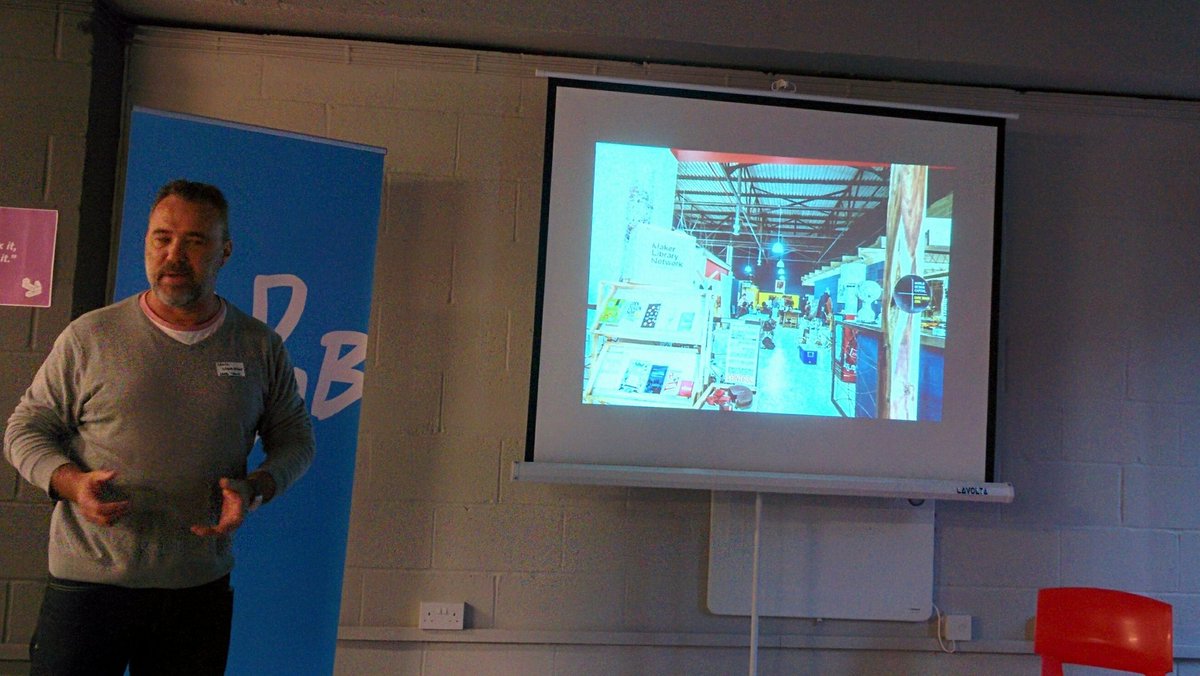 Great to see <a href="/machinesroom/">Machines Room</a> ex resident   Craig Dunlop over from Cape Town 'making is dangerous - brings us back to humanity' #makerassembly