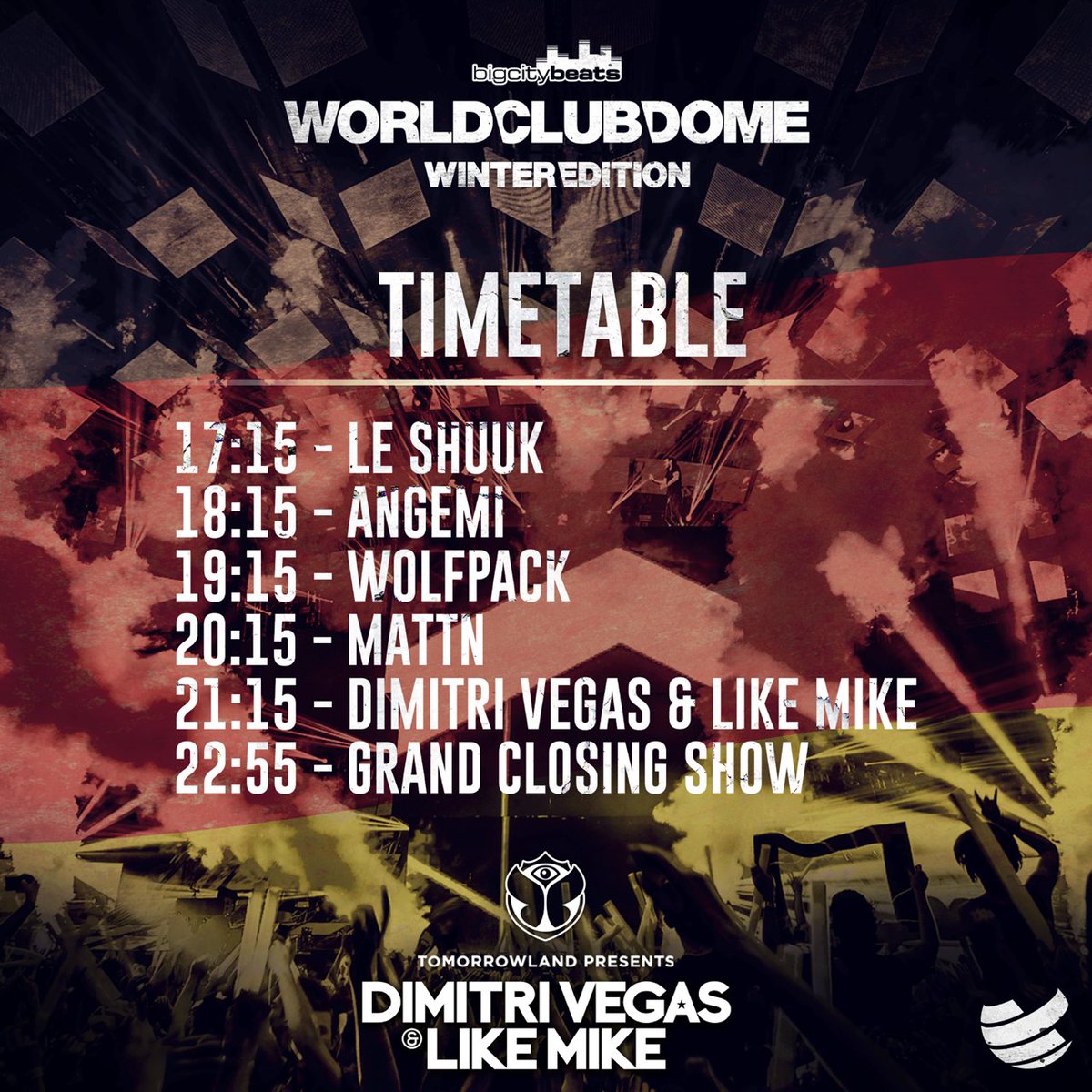 GATES OPEN AT 16H (4pm CET), are you ready for the craziest party of winter 2016? #WorldClubDome #BigCityBeats #BCB #WCD