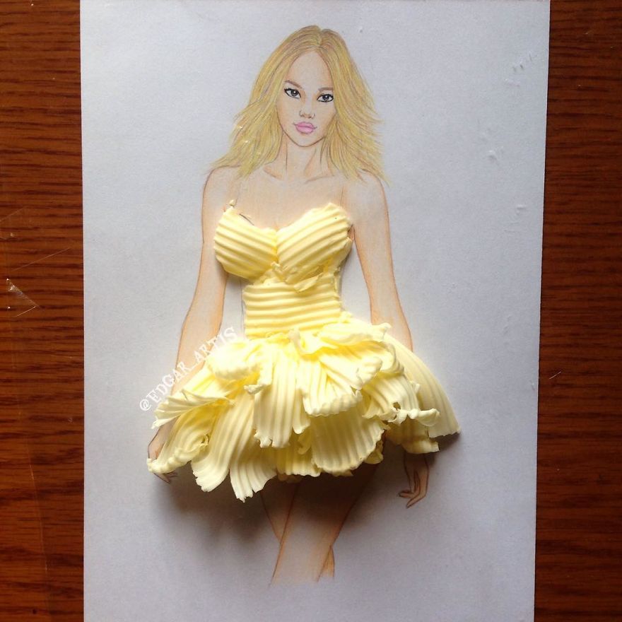 AtelierELLECo's tweet photo. Edgar Artis, ilustrador de #moda, crea sus #diseños con todo tipo de recursos que se adapten a sus ideas. #Creatividad #Vestidos https://t.co/pSppWkq91r