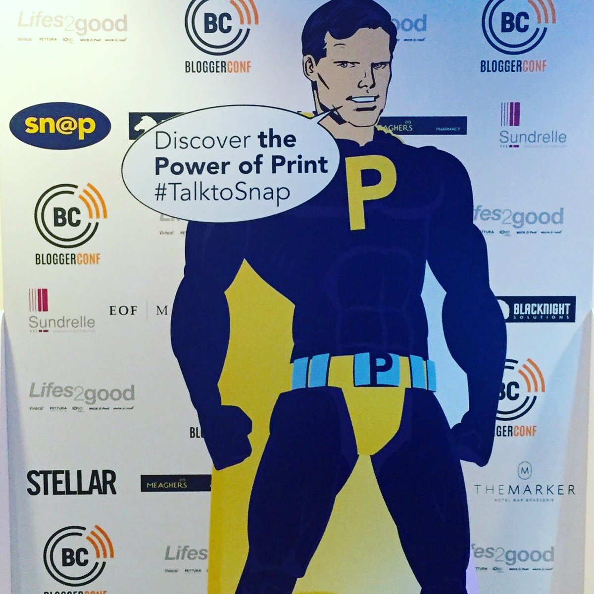 SnapIreland's tweet photo. Uh oh #Printman is starting to stray from our stand at #BLOGGERCONFL2G https://t.co/kJ1jJ3YSE4