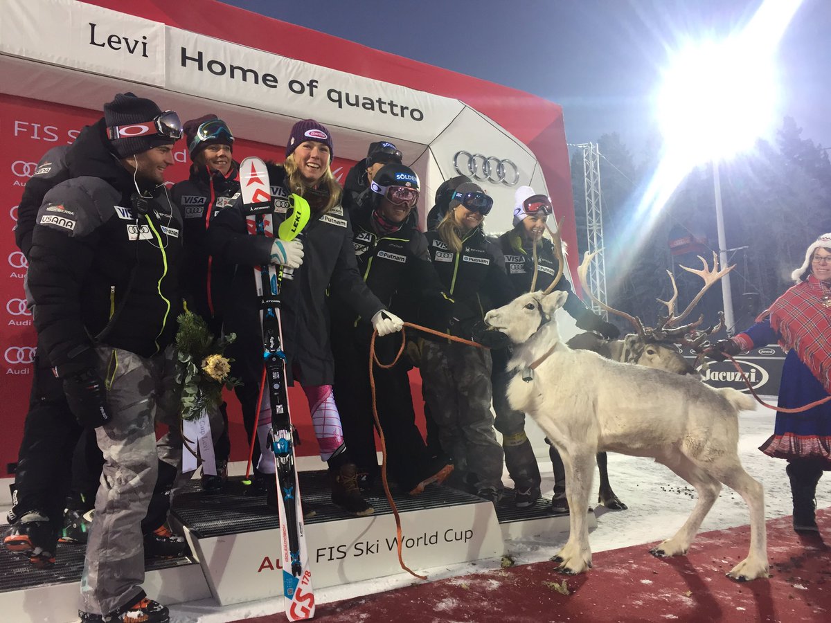 Sven "from Frozen" with the USA team #worldcuplevi #leviblack #levilapland #reindeer <a href="/MikaelaShiffrin/">Mikaela Shiffrin ⛷️</a>