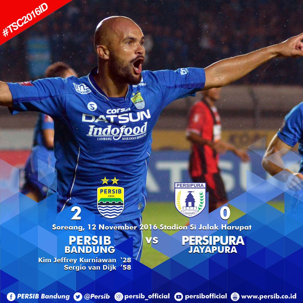 FT: #PERSIB 2-0 Persipura #PERSIBDay #TSC2016ID
Alhamdulillah.. Luar biasa! Nuhun tim perjuangannya! hatur nuhun Bobotoh atas dukungannya!