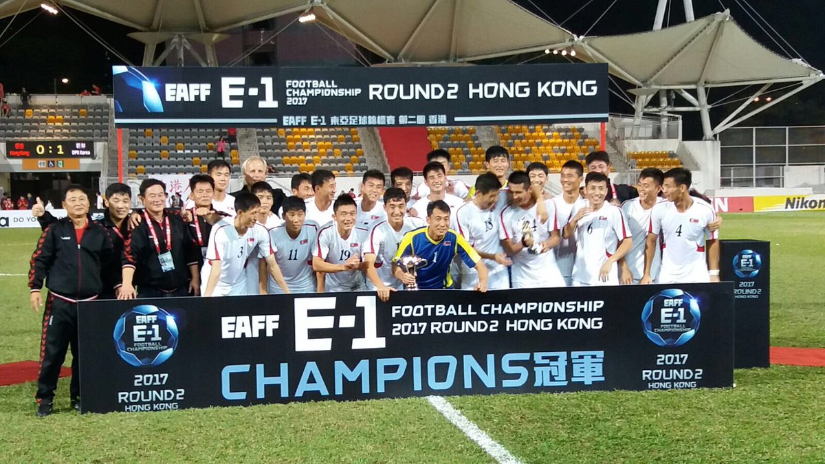 andersen_jrn's tweet photo. DPR Korea, Turniersieger in Hongkong. Bei der EAFF Qualifikation für das Finalturnier in Tokio 2017. https://t.co/bmNsY9dEDt