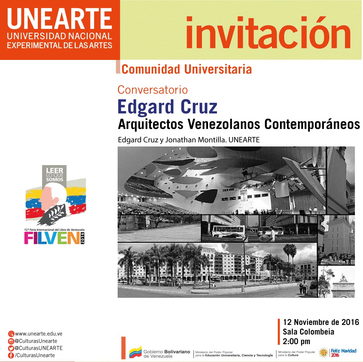 #HOY a las 2PM conversaremos sobre arquitectos venezolanos contemporáneos en el Salón Colombeia #FilvenLibrosPorLaPaz @NestorViloriaH