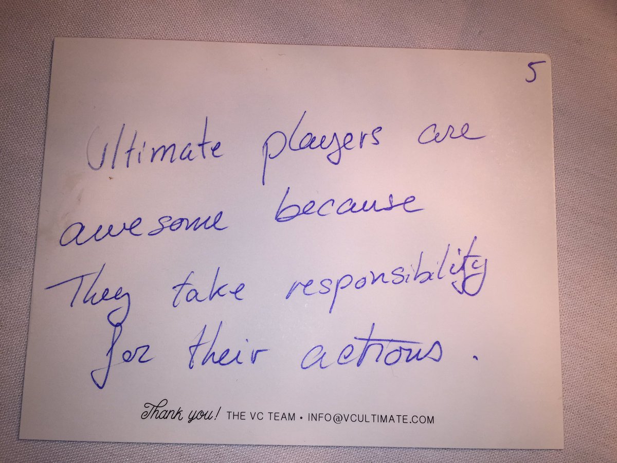 vcultimate's tweet photo. More positive messages about ultimate from #ucc2016 participants #UltimateGoingHigh @UltimateCanada https://t.co/WcUxBtAzeK