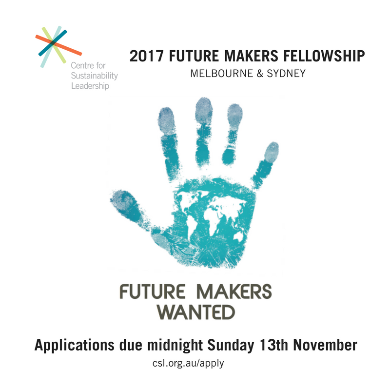 CSLaustralia's tweet photo. APPLICATIONS DUE TONIGHT | Your last chance to apply to be part of the 2017 Future Makers Fellowship. Apply now! https://t.co/8EQDy98Ucl