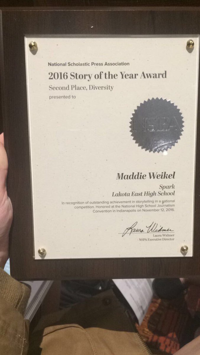 lehssparklive's tweet photo. @maddie_weikel won second place in the diversity story of the year category https://t.co/9URbrE1BQ6