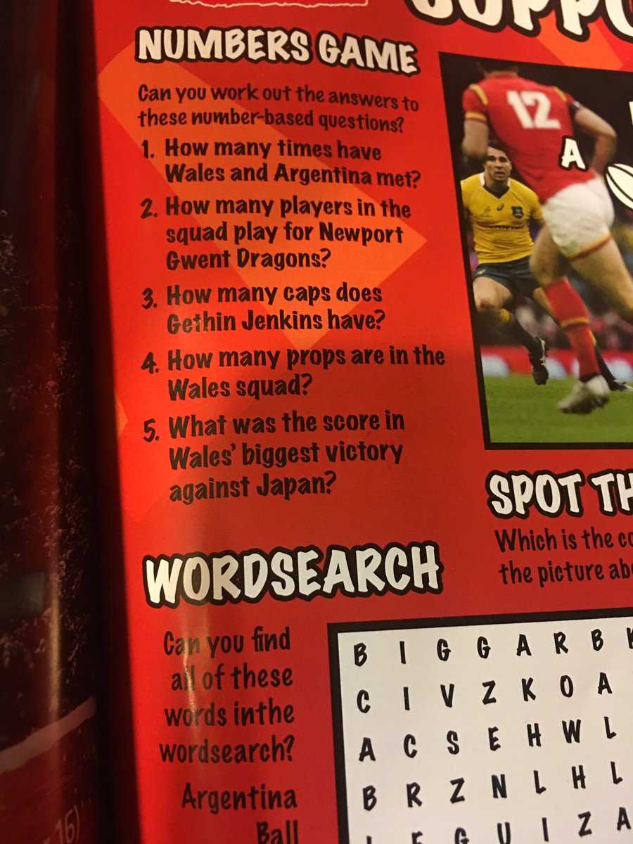 rhinopowell's tweet photo. @WelshRugbyUnion  I am not happy with today's programs errors first the quiz no.5 page 75 wrong then page 93 wrong #nothappy https://t.co/j5HrJ9Gn7A