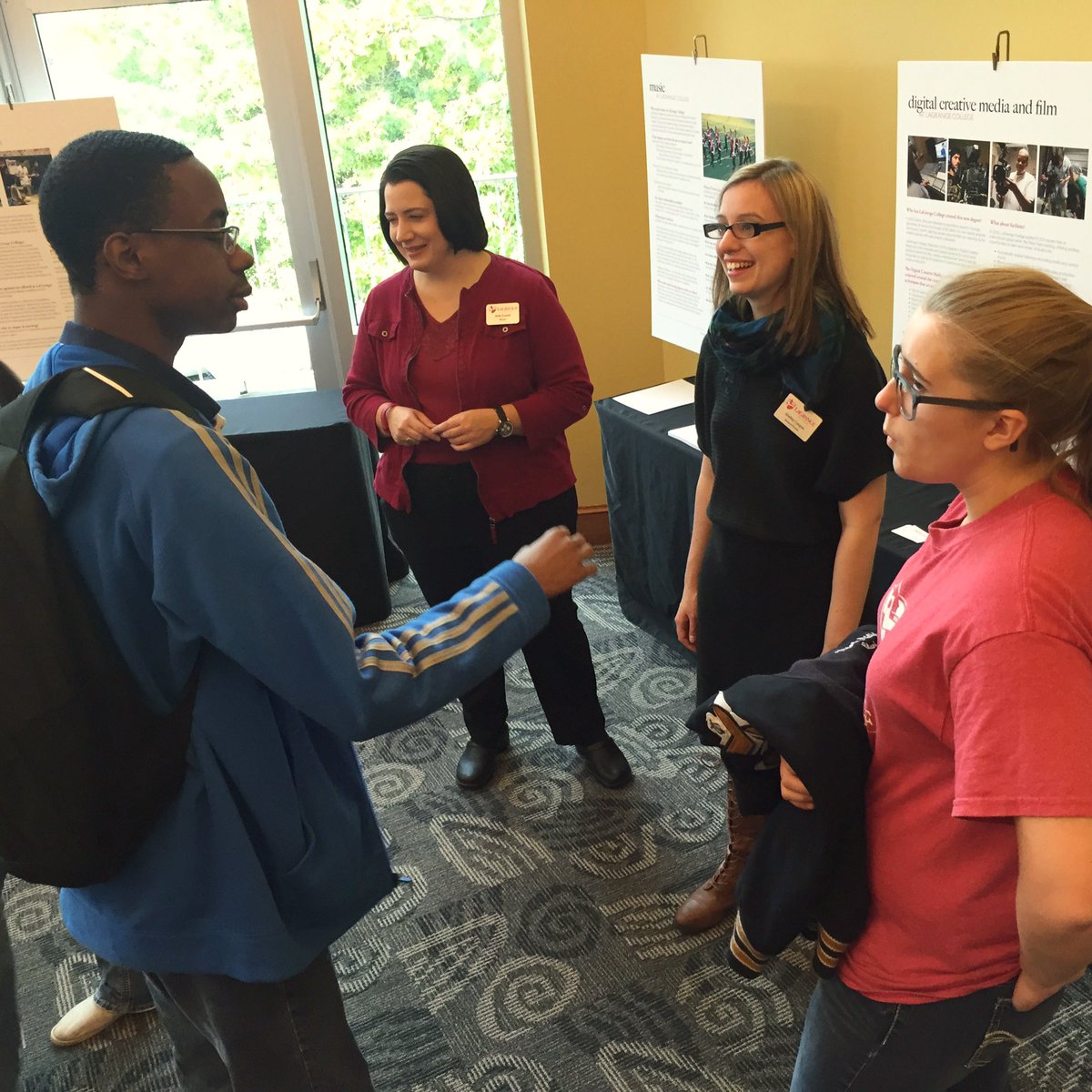 Prospective students visit with LC Fine Arts faculty during today's Preview Day. #LCTransforms #lagrangecollege