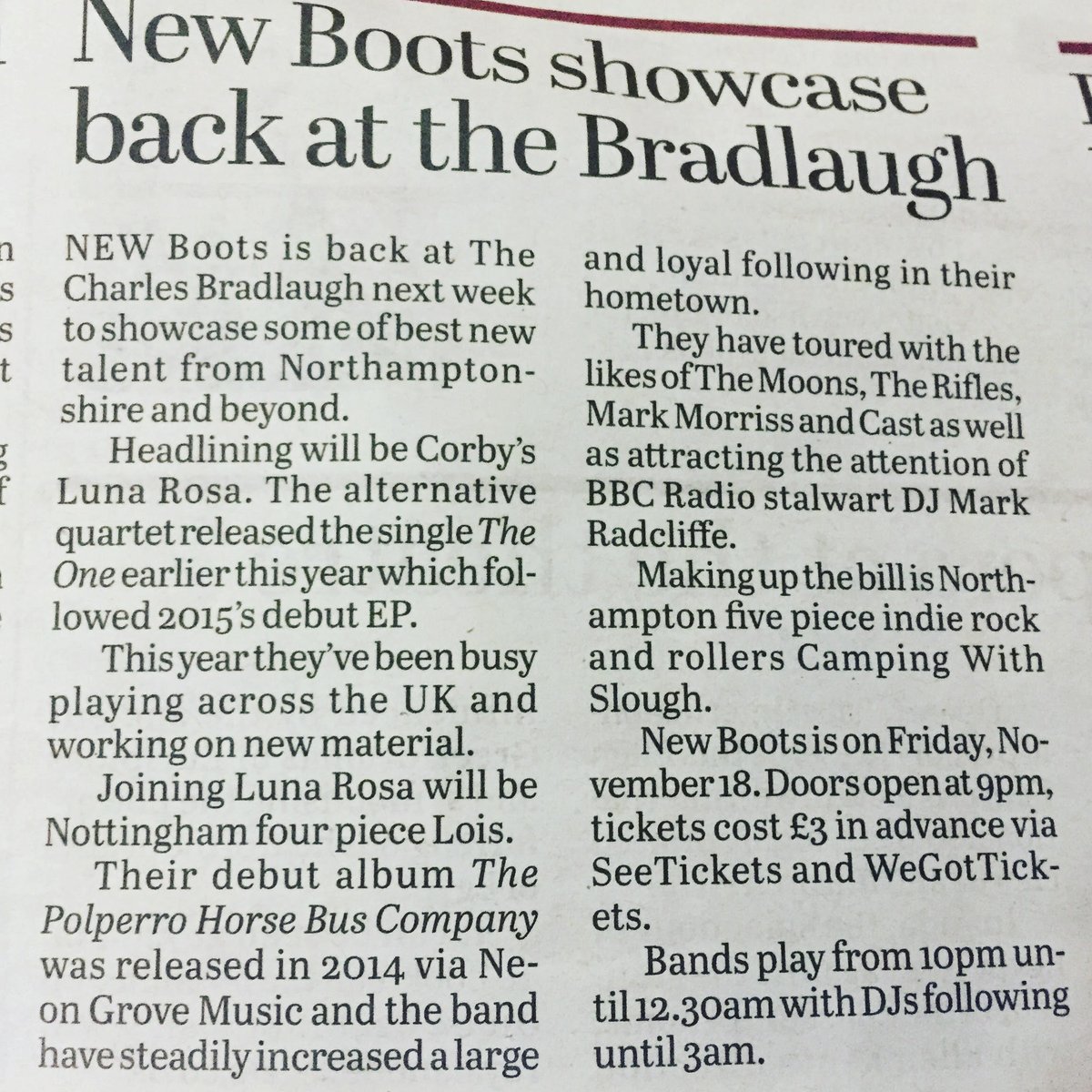 sbdcollective's tweet photo. NEW BOOTS this Friday @TheBraddyNN1 with @LunaRosax @loistheband + Camping with Slough. indie DJs after. 9pm, £3. FB https://t.co/5zNVyZRsWn https://t.co/ehYY6fUNxW