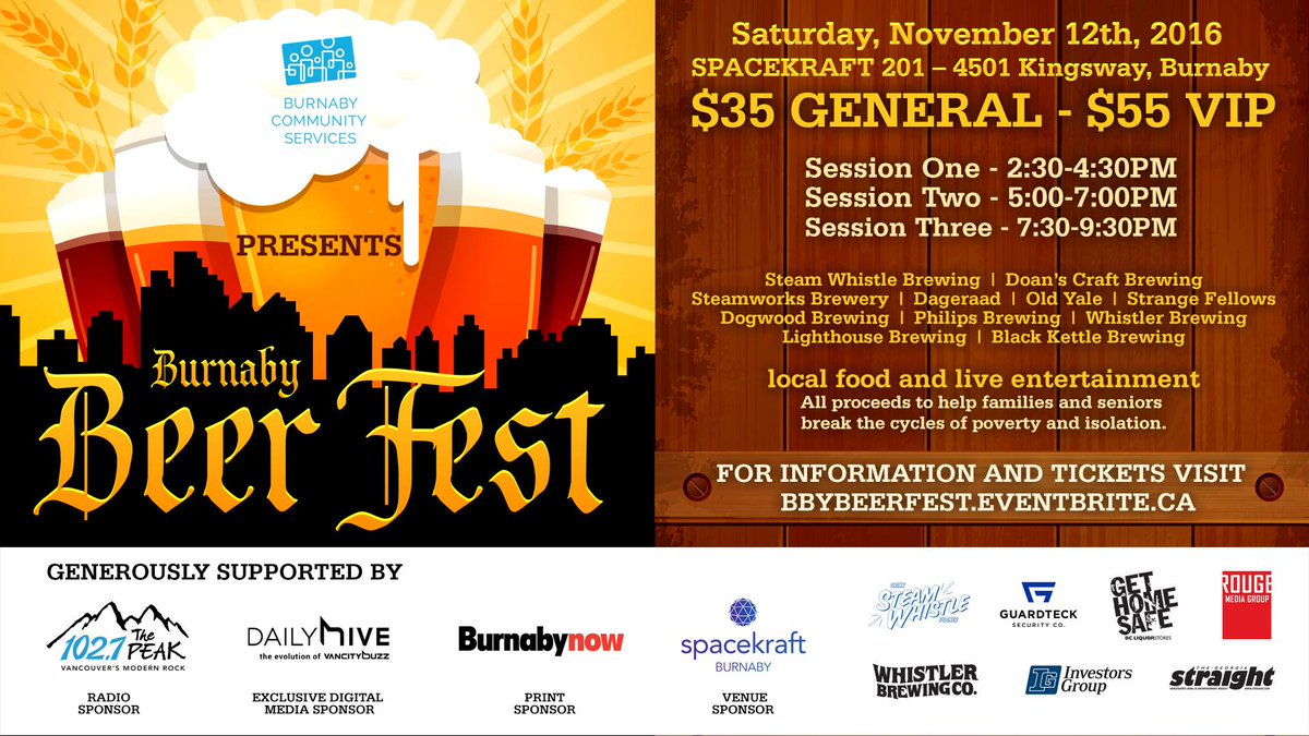 BBYBeerFest's tweet photo. Only a few hrs until the 2nd #bbybeerfest #holidayseason #local #craftbeer #music #prizes #drinkforcharity #yvr #bbybeer #whisky https://t.co/00Sjii8bH4