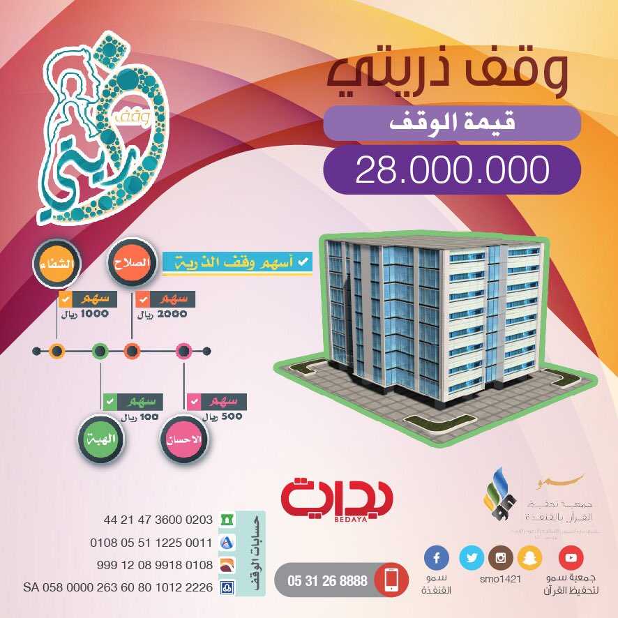 ثق بأن الخير الذي ترعاه بيدك لن يضيع

"إنا لانضيع أجر من أحسن عملا"

ساهم في #وقف_ذريتي
#زد_رصيدك29