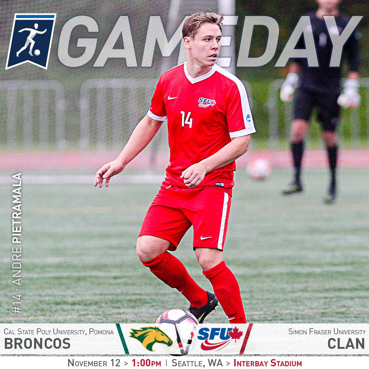 SFUMSOC's tweet photo. TODAY is the day we've all been waiting for! #NCAATournament 

Boys will square up against @cppmsoccer 

Are you feeling the 🌊? It's coming. https://t.co/nvtXdQTSgl