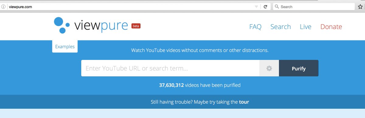 Get rid of annoying ads &amp; suggested videos when showing a YouTube clip in class by using viewpure.com.  Awesome!   #TNT_UNT
