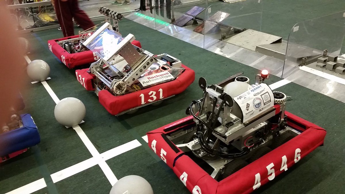 We are excited for our first Playoff quarter-final match! Partnered with Team 5813 and <a href="/DoverShockwave/">Dover Shockwave Robotics</a>!!! #omgrobots #FIRSTStronghold