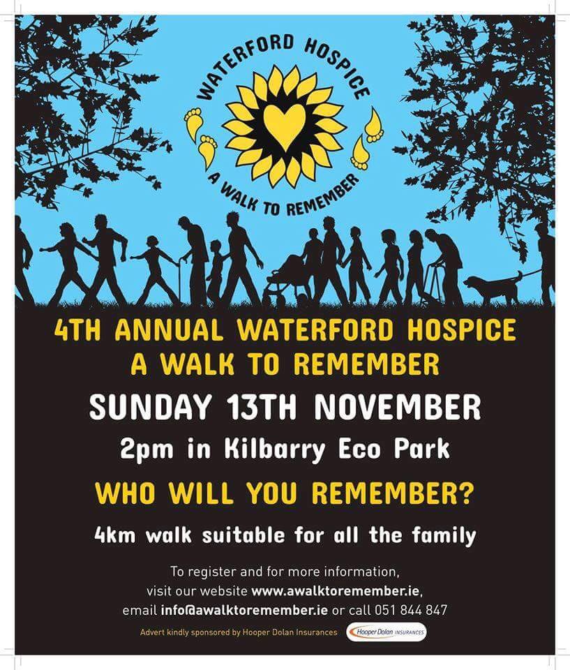 hospicewalk's tweet photo. Don't forget the #Waterford Hospice A Walk to Remember at the Kilbarry Eco Park tomorrow SUN 13 NOV @ 2pm! Register on the day! 🌼#fundraiser https://t.co/iVtLzmBUoS