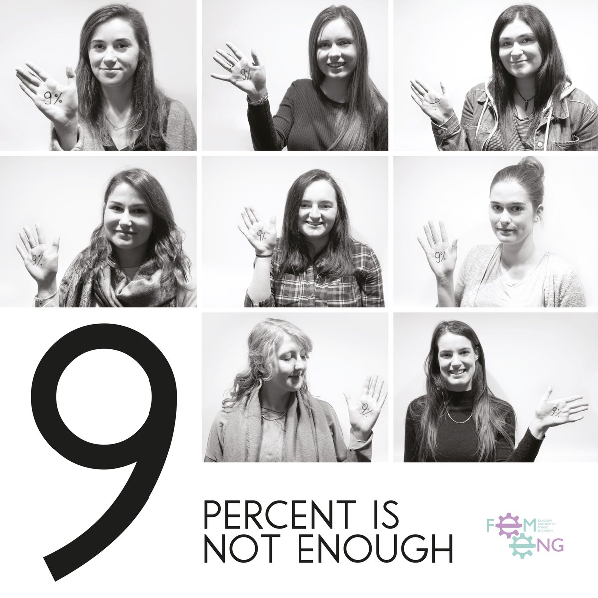 UofGfemeng's tweet image. Only 9% of engineers in the UK are female. FemEng committee raise their hands to say #9percentisnotenough! 
@TheIET @IETWomenNetwork