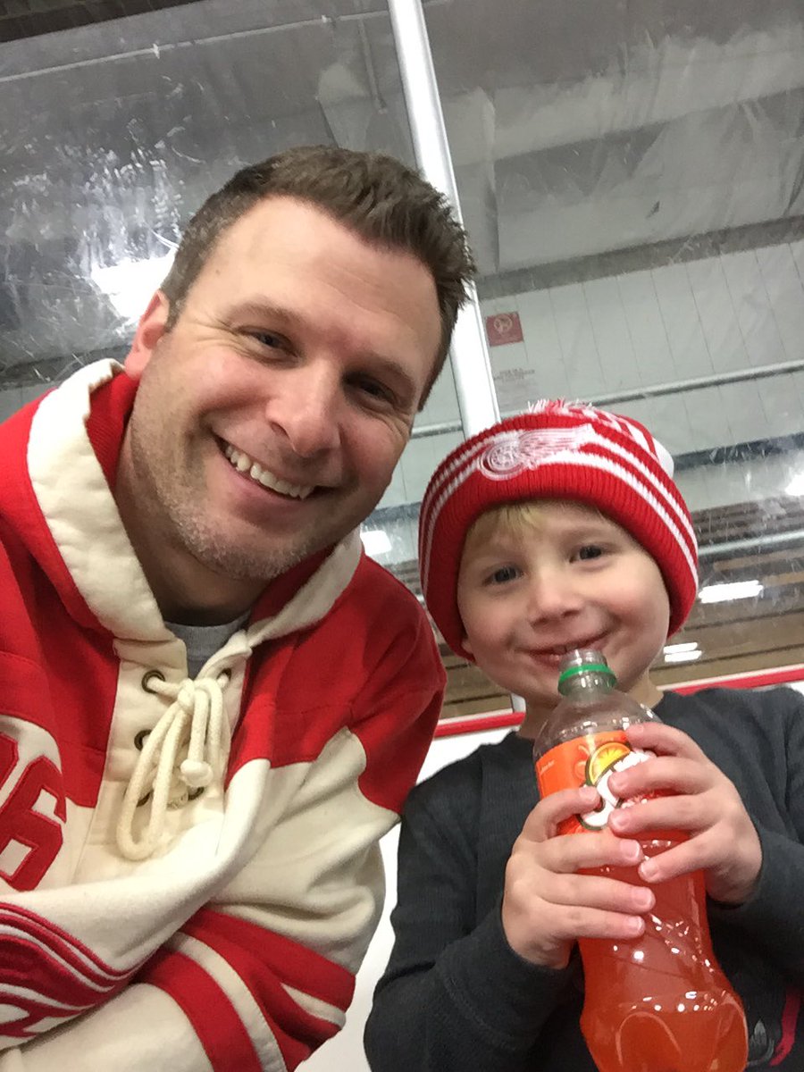 Coach_Hans's tweet photo. Nothing else I'd rather be doing &amp; no where else I'd rather be than skating with my best pal on a Saturday. Go Wings, Go Blue, Go Hounds! https://t.co/mz7IfByl7A
