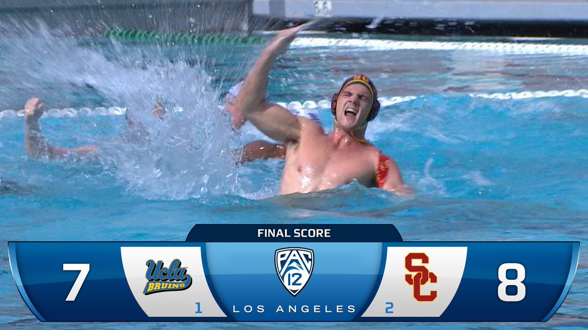Pac12Network's tweet photo. USC ENDS THE STREAK.

@USCWaterPolo hands UCLA its first loss since 2014! #NCAAMWP https://t.co/gFdX6dSwmg