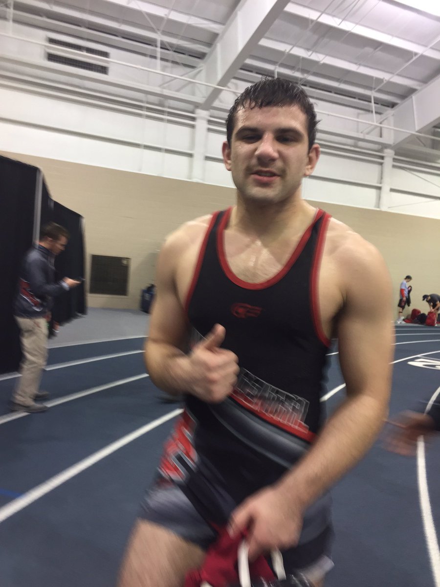 normalpreston's tweet photo. Words can't describe how hype I am right now! Came back from a 7-1 deficit to win in OT 13-11!! @NCCWrestling #BROKEHIM #FearTheBird https://t.co/YmPt9Zla4k