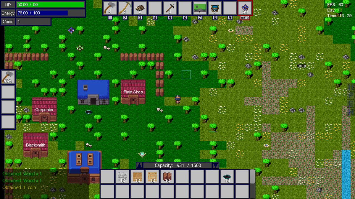 A new update for The Frontier should be out in the next day or so. Here are some pics of what's new. #indiedev #indiegame #gamedev #pixel