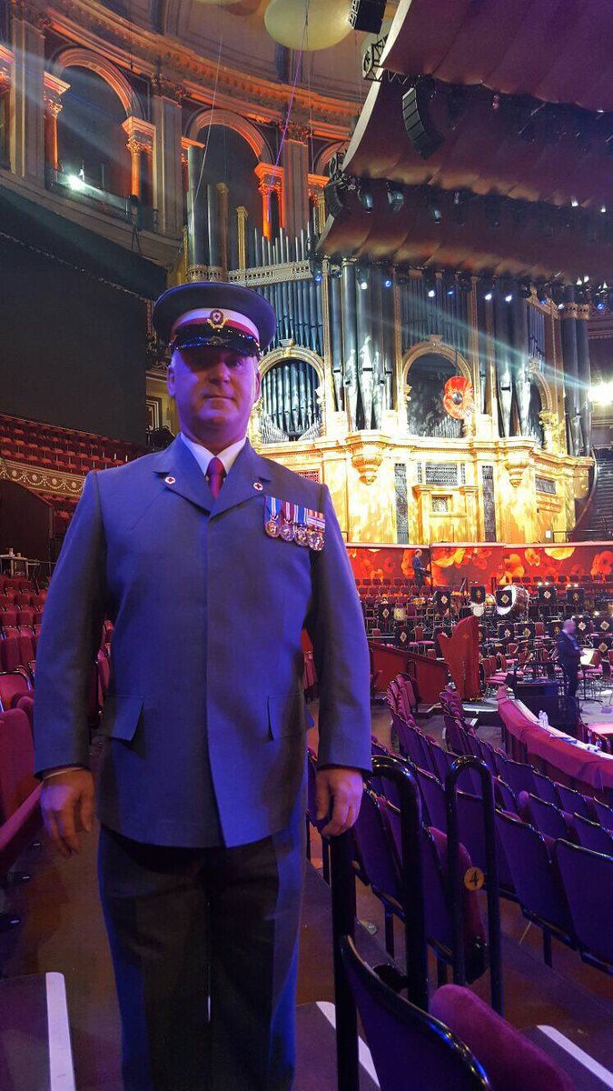 One of ours, and a medic trainer - the Royal Albert Hall Festival of Remembrance representing the British Red Cross #ProudToProtect