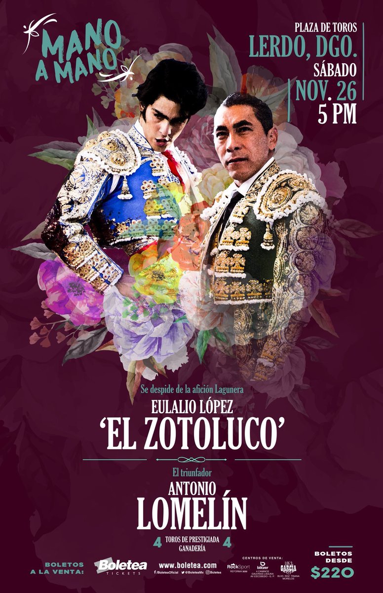 Mucha suerte hoy al maestro <a href="/matadorzotoluco/">Eulalio Lopez.</a> en <a href="/LaPlazaMexico/">La Plaza Mexico</a> proximamente en Cd Lerdo mano a mano con Antonio Lomelin!!!