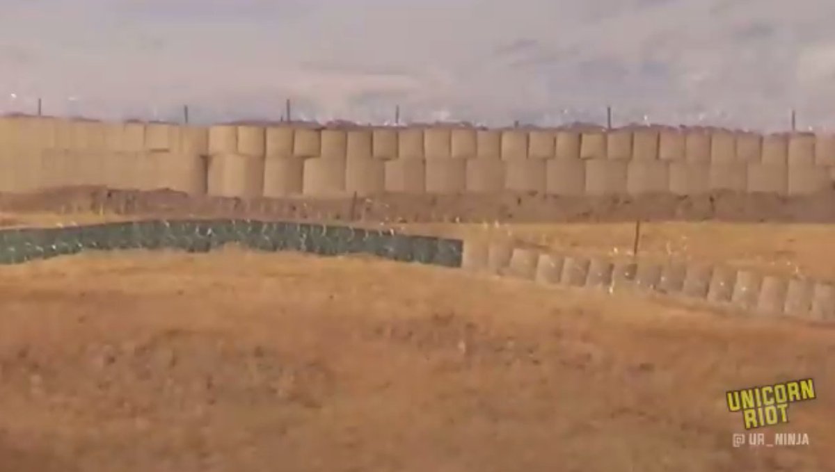 UR_Ninja's tweet photo. "A 1st barrier of 6 ft. walls &amp; 3 rows of razor wire - followed by a 2nd barrier that’s 12 ft. tall with a row of razor wire across the top" https://t.co/1J8nUnj29A
