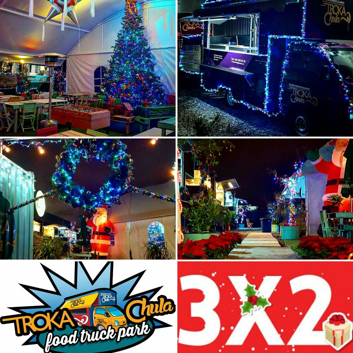 Hoy sábado y mañana domingo tenemos a partir de las 6 pm 3x2 en alimentos y bebidas!!! Ven a conocer nuestra Villa Navideña TrokaChula!!!