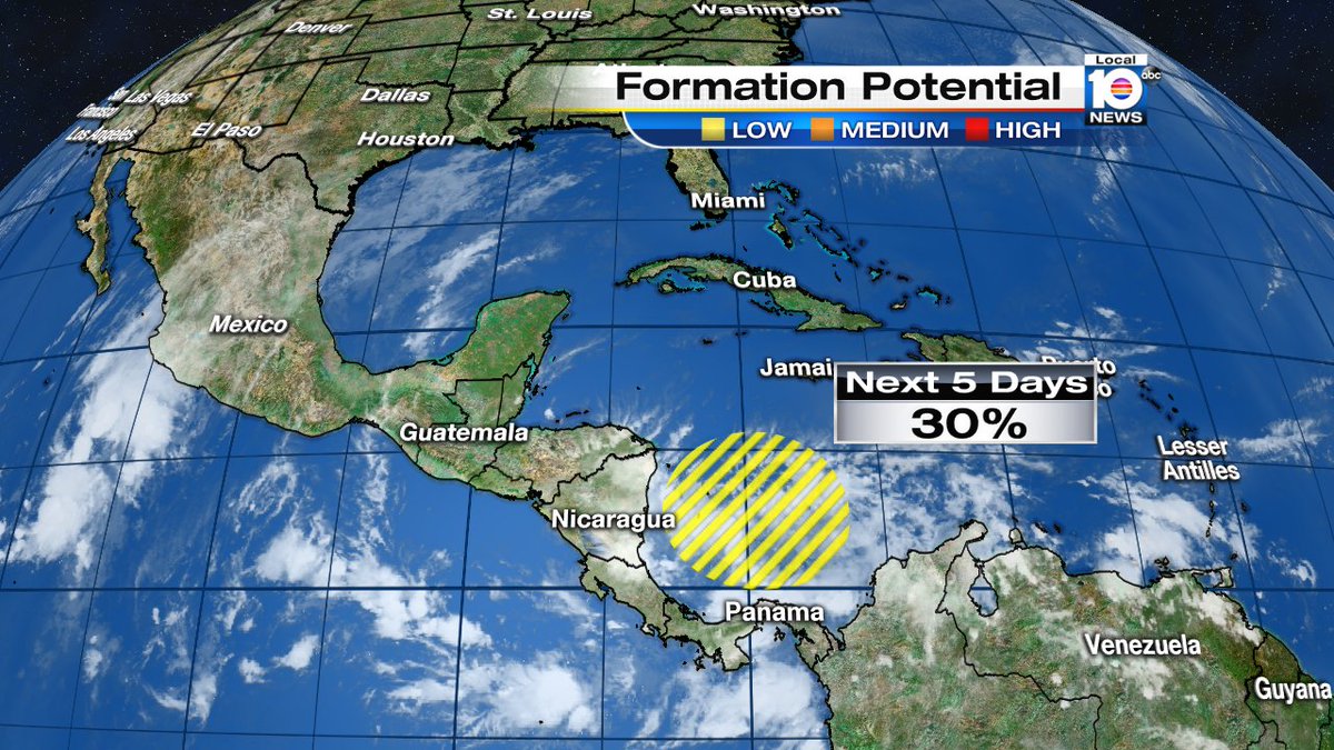 Still in Hurricane Season & an area of low pressure in SW Caribbean 30% of developing next 5 days from @TrentAricTV https://t.co/ivpLrJ8WHp