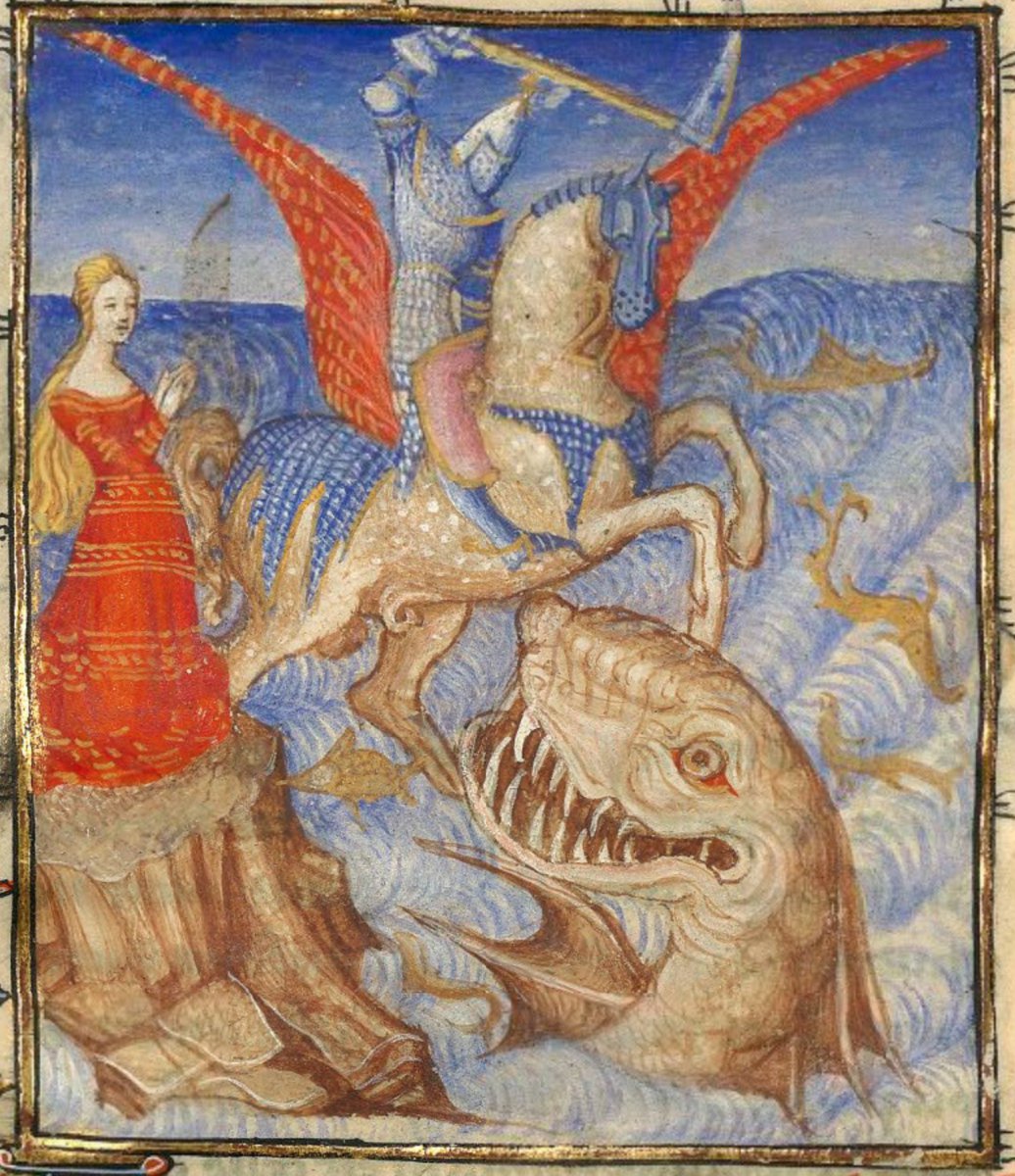 BridgetWhearty's tweet photo. Today's #Lydgate/@Monk_of_Bury:
Some of our best stories are about slaying a seemingly unstoppable monster
@GallicaBnF Français 606 f.4v https://t.co/FWKLoIwLNf