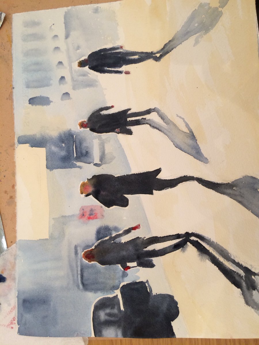 #wiith Hazel Soan #watercolours#soan gallery working on highlighted figures