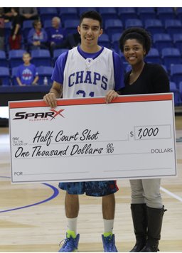 Come to all LCU home basketball games this year and you might win $1000 like Israel Rodriguez...thank you Sparx Flooring!