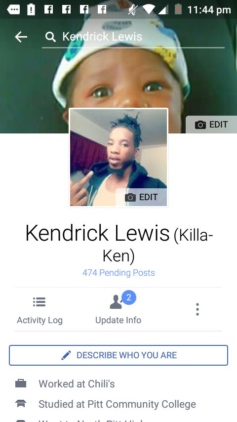 TheRealKen94's tweet photo. IF YOU FOLLOWING ME UP HERE FOLLOW MY FACEBOOK PAGE AS WELL!!!!! HELP ME GET 10K BY TOMORROW 💪💯😎💯 https://t.co/vyypBFKKB3