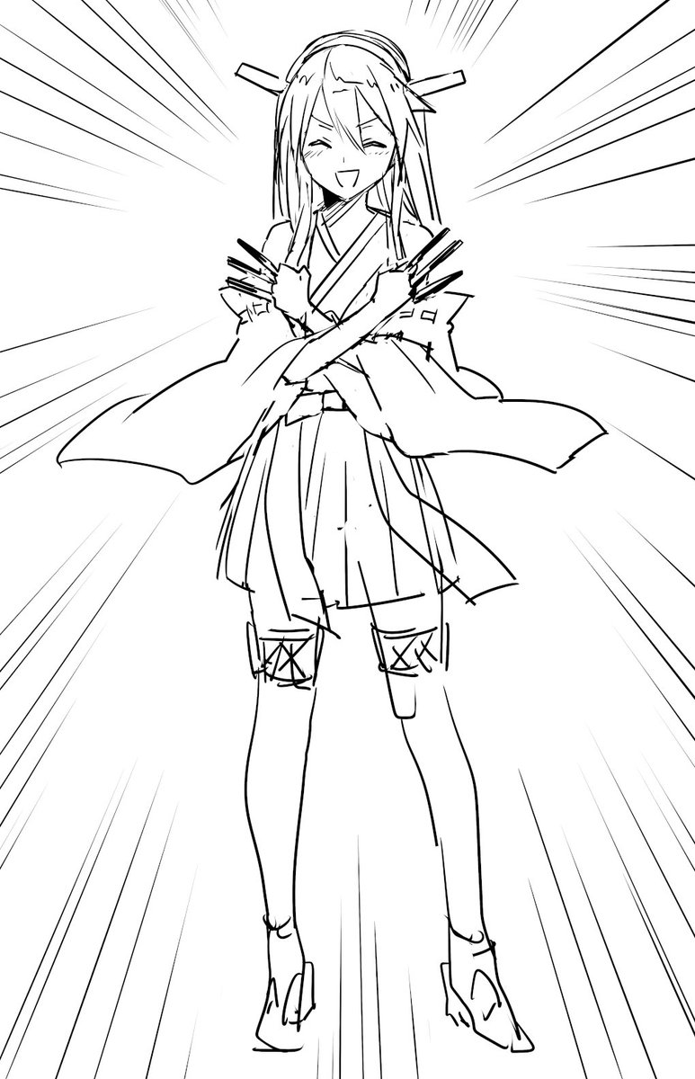 ポッキーで遊ぶだけの榛名描きました 