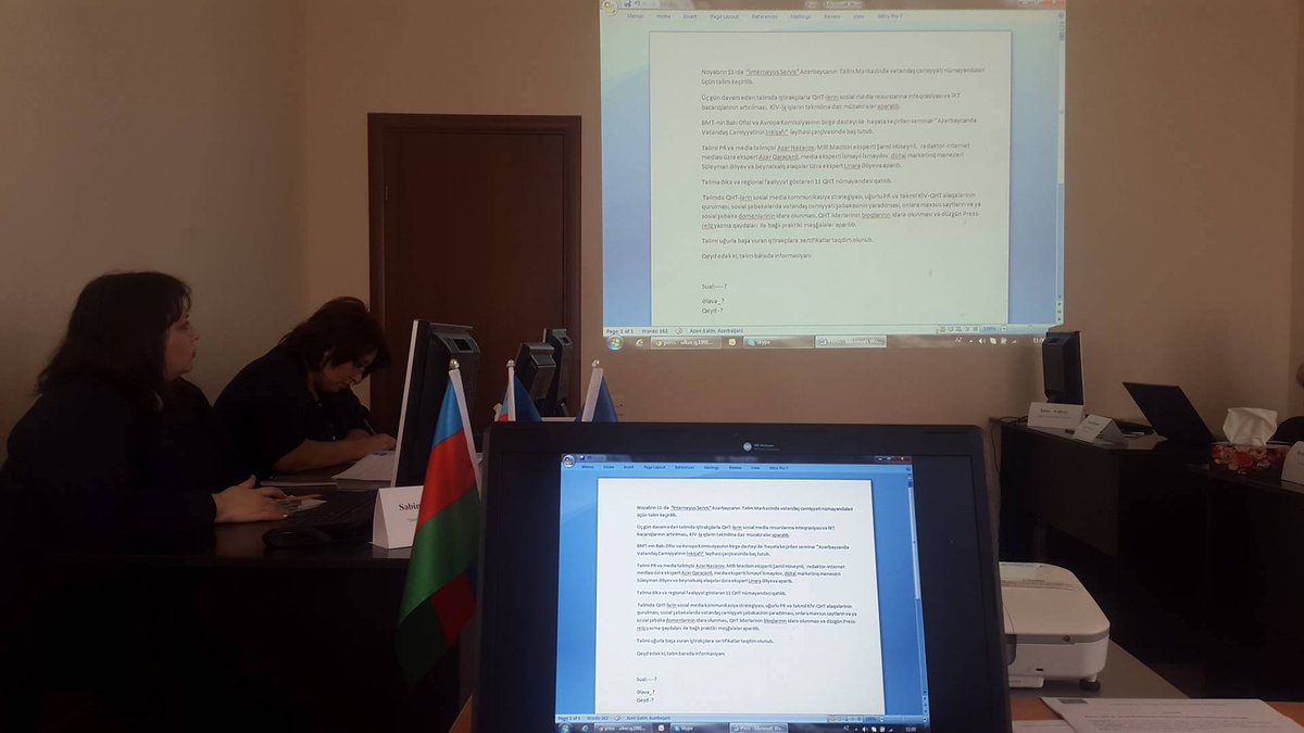 NgosAz's tweet photo. Seminarın #Press relizini iştirakçıların özü ilə hazırladıq. Bizim #teamwork həmkarlarımız üçün nümunədir #AzNGO2016 @ulerbekir https://t.co/3ycPRnZ3zu