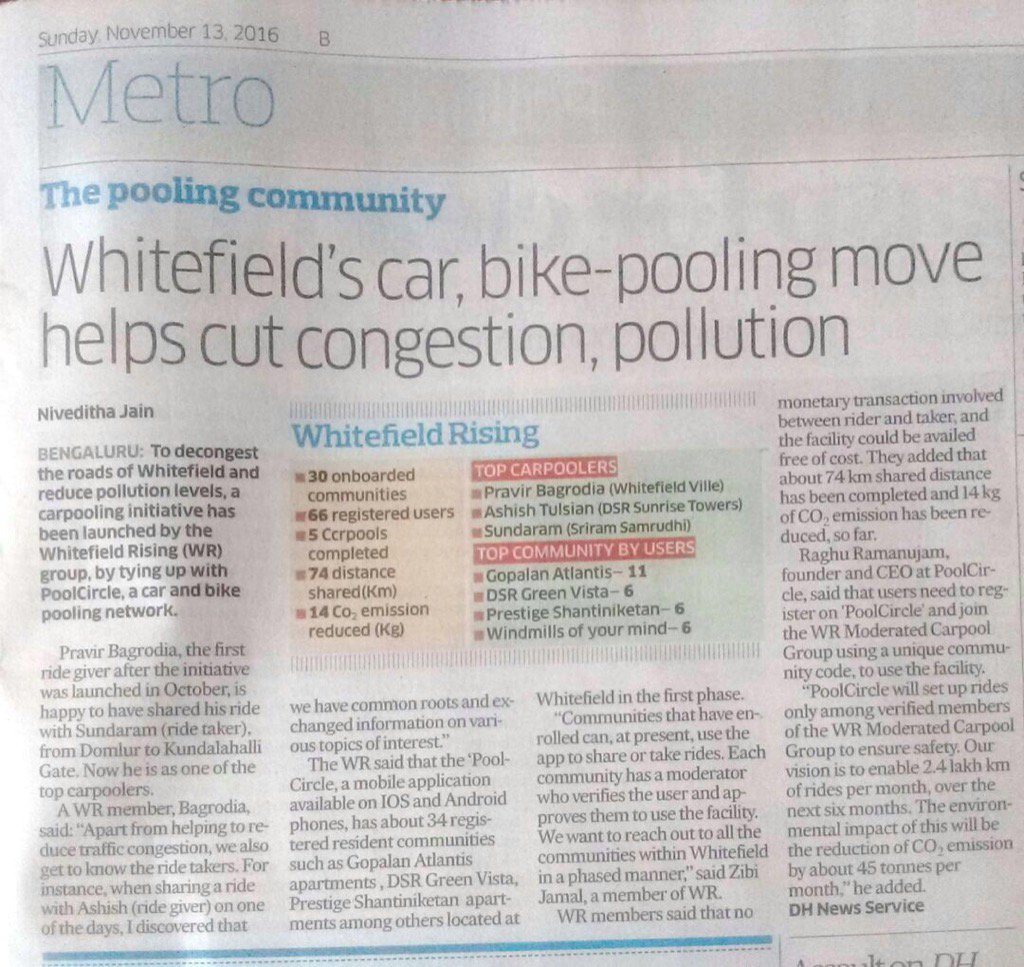 WFRising's tweet photo. Carpooling comes to Whitefield @PoolCircle @zibijamal @bpravir https://t.co/We9ytuMGSW