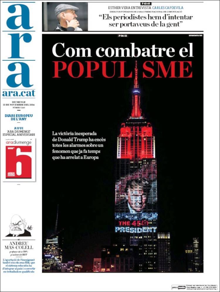 La prensa de una región dominada por el secesionismo etnicista y excluyente, preocupada por el populismo. Será una broma, digo yo.