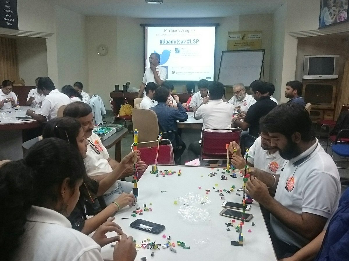 varunpec's tweet photo. @rajannv conducting a serious Lego play session #daanutsav #LSP with @anshugoonj Founder, @goonj  @LetsEndorse https://t.co/Ft9r6hMtqs